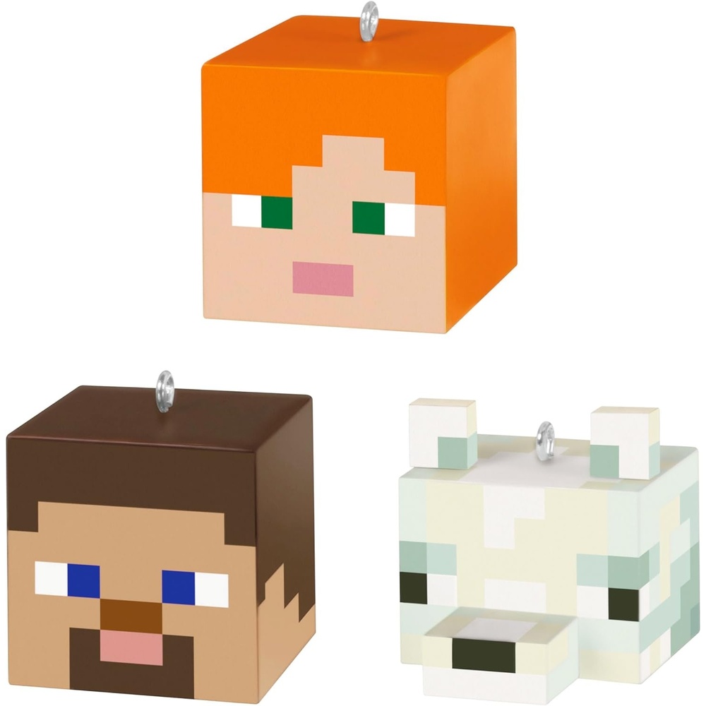 image:imageHallmark Keepsake Mini Christmas Ornaments 2025 Minecraft Alex Steve and Arctic Fox Set of 3 Gifts for GamersAlex  Steve  and Arctic Fox