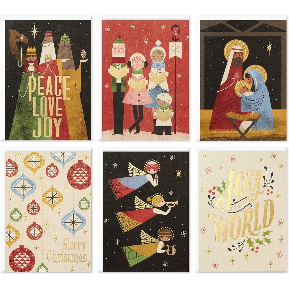 image:imageHallmark Mahogany Religious Christmas Card Peace Faith Joy Purple and Gold Art Deco Peace DoveJoy to the World