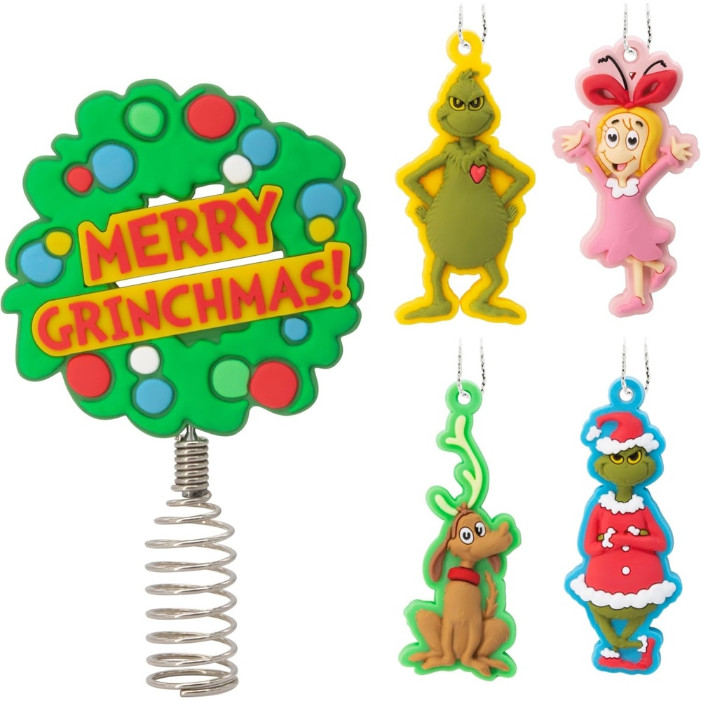 image:imageHallmark Mini Christmas Tree Topper and Ornaments Dr Seusss How the Grinch Stole Christmas Miniature Tree Topper and Ornaments Set of 5 Gifts for Dr Seuss FansMini Tree Topper