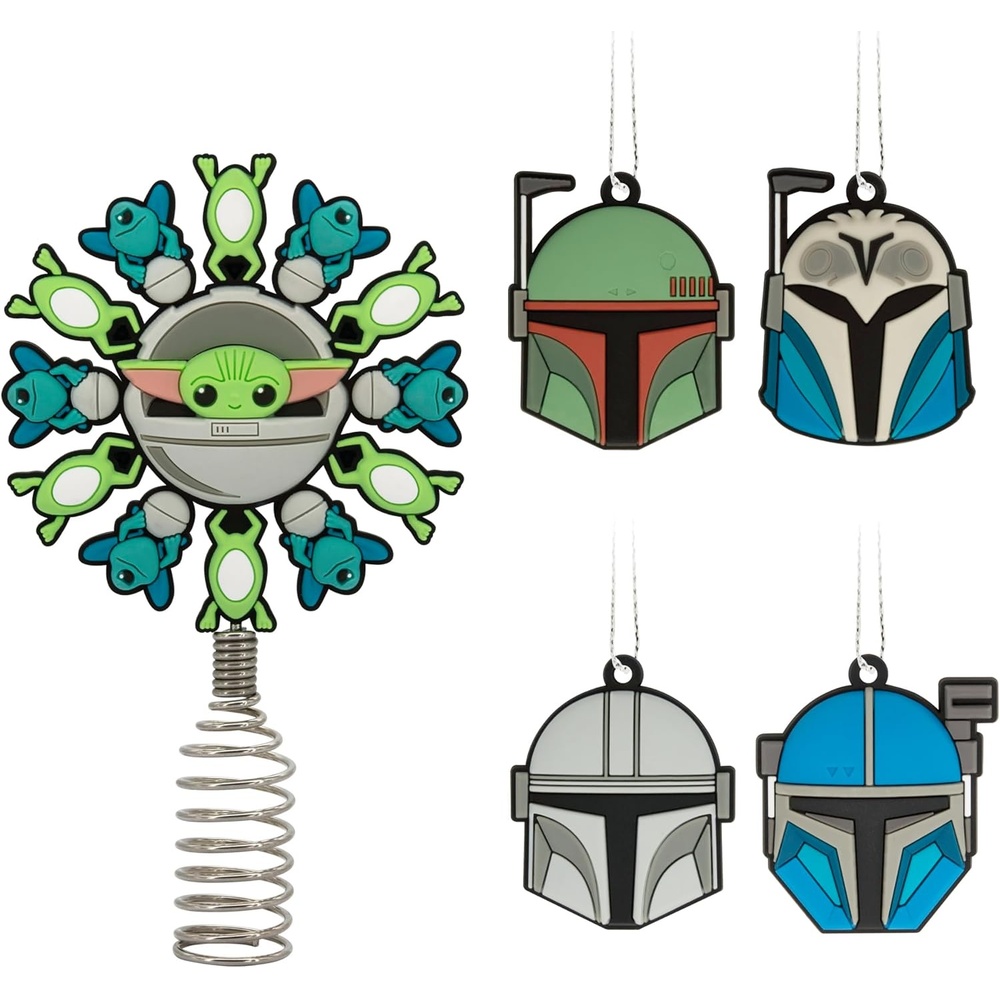 image:imageHallmark Mini Christmas Tree Topper and Ornaments Star Wars The Mandalorian Miniature Tree Topper and Ornaments Set of 5 Gifts for Star Wars Fans