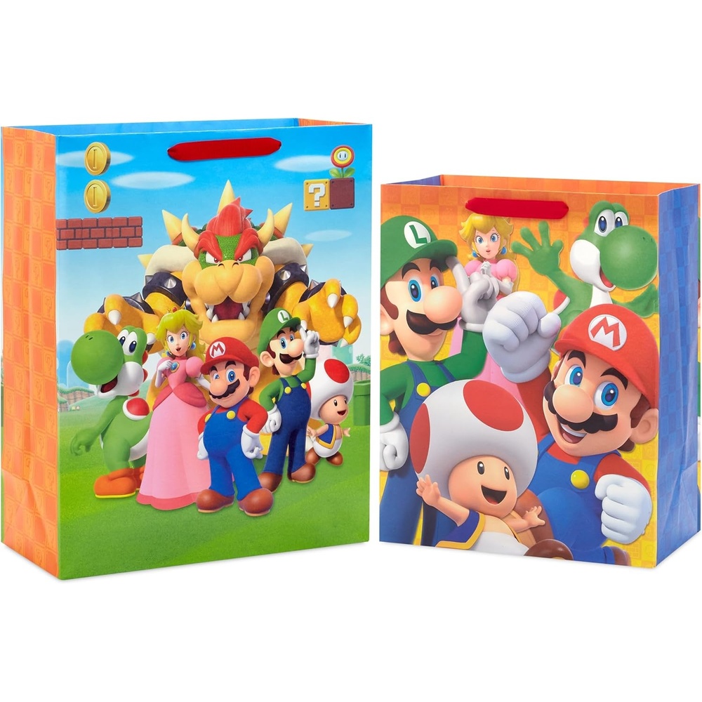 image:imageHallmark Nintendo Super Mario Brothers Gift Bags 1 Large 1 Extra Large Luigi Princess Yoshi ToadGift Bags