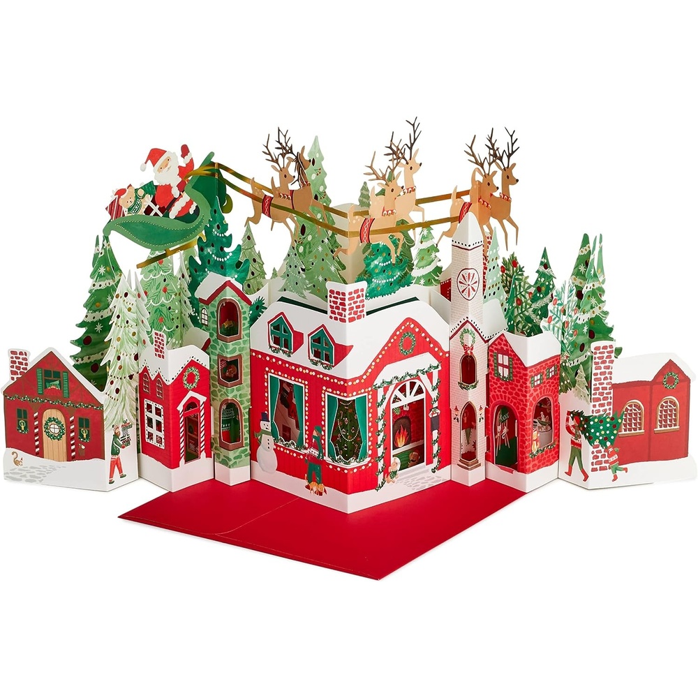 image:imageHallmark Paper Wonder Big PopUp Christmas Card Santas Workshop Accordion FoldOut Table DecorationChristmas Village