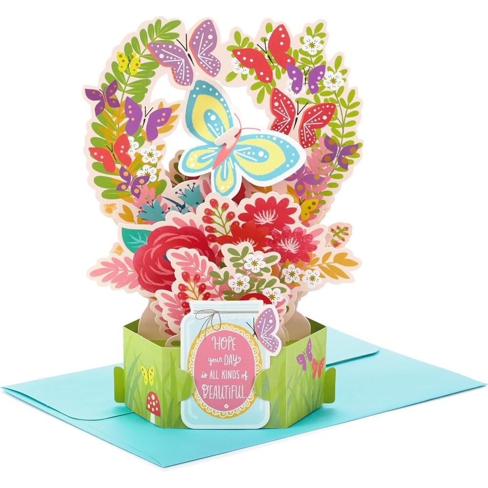image:imageHallmark Paper Wonder Pop Up Card for Birthday Thinking of You Congrats or Any Occasion Flowers and ButterfliesPop Up  Flowers and Butterflies