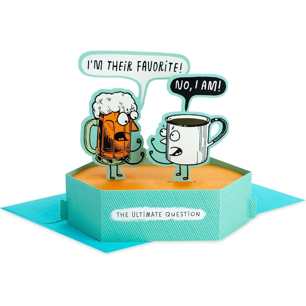 image:imageHallmark Paper Wonder Shoebox Funny Fathers Day Pop Up Card for Him 3D Beer vs Coffee Diorama Birthday Card for Dad Husband BrotherBeer vs Coffee
