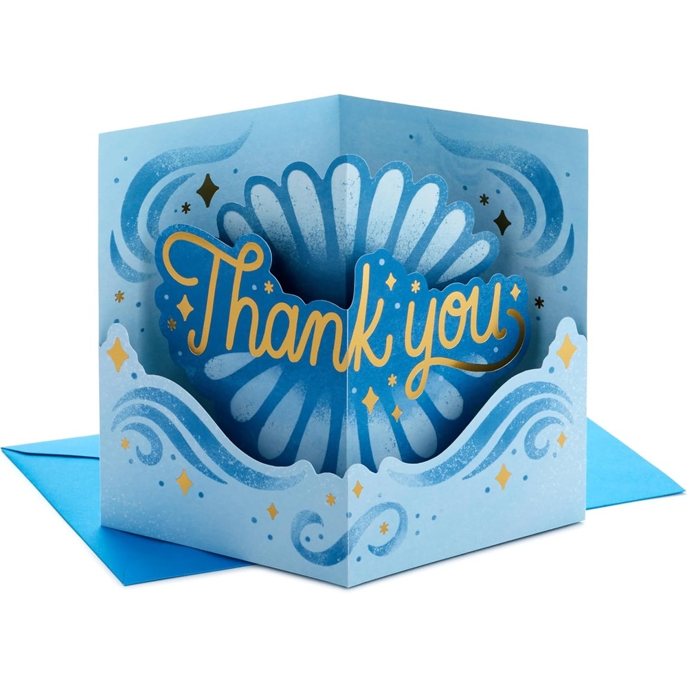 image:imageHallmark Paper Wonder Spinning PopUp Floral Card with Music Thinking of You Pink White and Gold Flower BouquetThank You