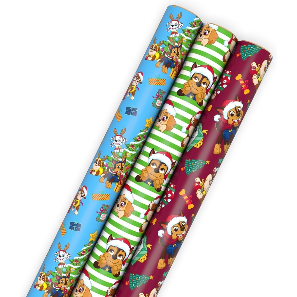 image:imageHallmark Paw Patrol Christmas Wrapping Paper Rolls 3 Rolls 105 Sq Ft Total Gift Wrap for Kids Grandchildren ToddlersPaw Patrol