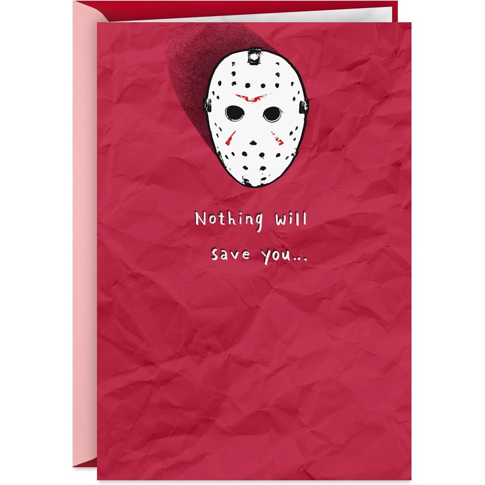 image:imageHallmark Shoebox Friday the 13th Horror Valentines Day Card Nothing Will Save You Jason Mask Funny Card for Boyfriend Girlfriend Husband WifeFriday the 13th