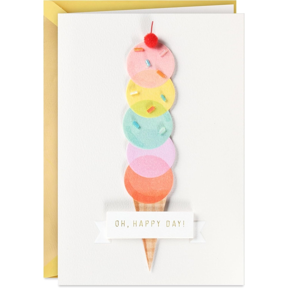 image:imageHallmark Signature Birthday Card Scoops and Love for You Rainbow Ice Cream ConeOh  Happy Day