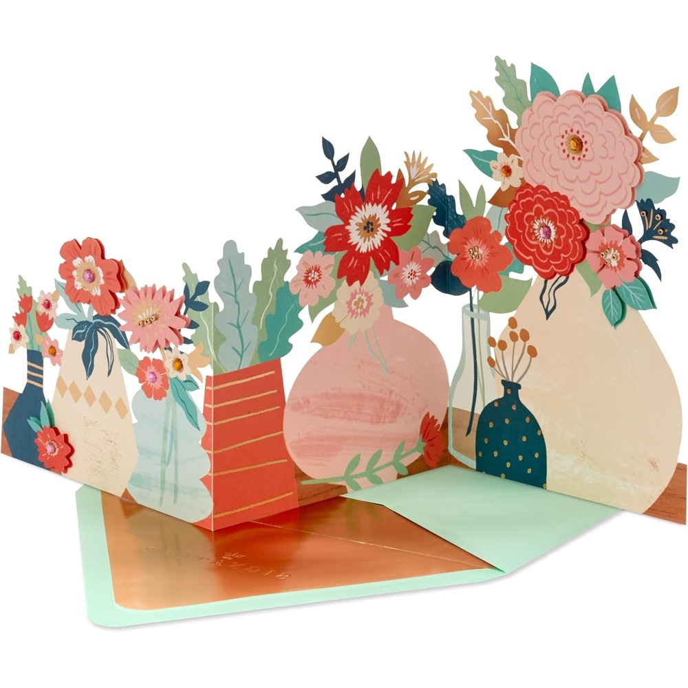 image:imageHallmark Signature Blank Card Accordion Fold Flowers Display for Birthday Thinking of You Thank You Anniversary All OccasionDisplayable Accordion Fold Flowers
