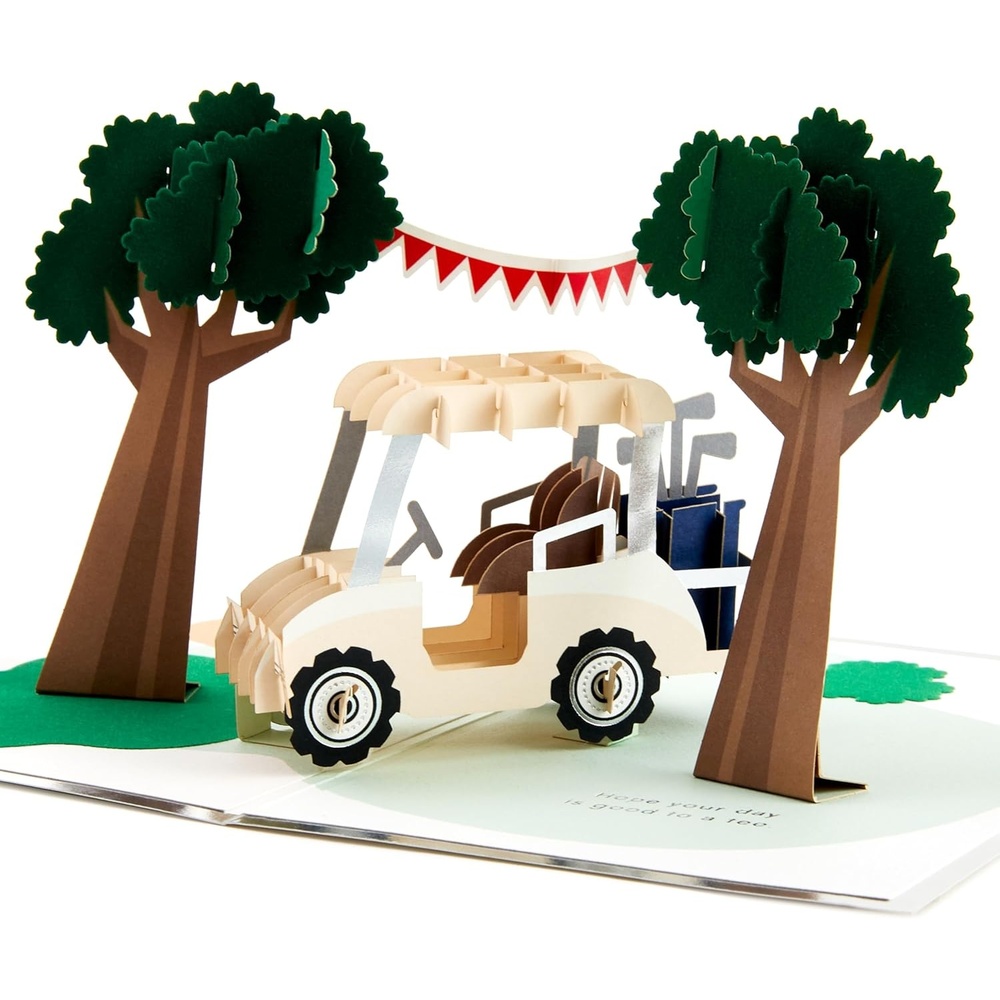 image:imageHallmark Signature Paper Wonder Fathers Day Pop Up Card 3D Golf Cart Best by Par for Dad Husband Grandpa Brother Golfer Birthday Card for HimPop Up  Golf