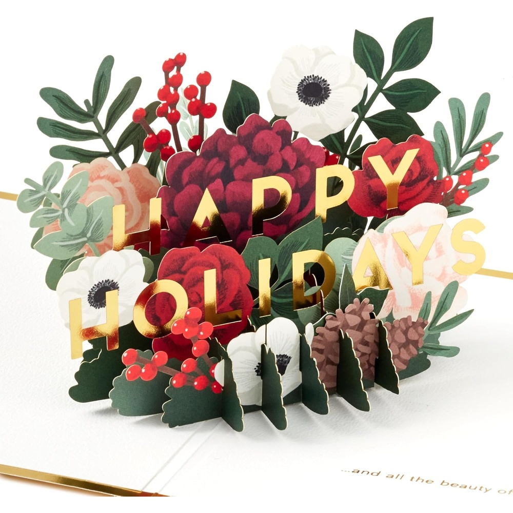image:imageHallmark Signature Paper Wonder PopUp Christmas Card Happy Holidays Winter Flowers