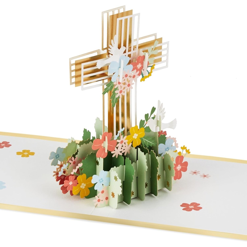 image:imageHallmark Signature Paper Wonder Religious Pop Up Card Cross with Flowers for Birthdays Baptisms Confirmations