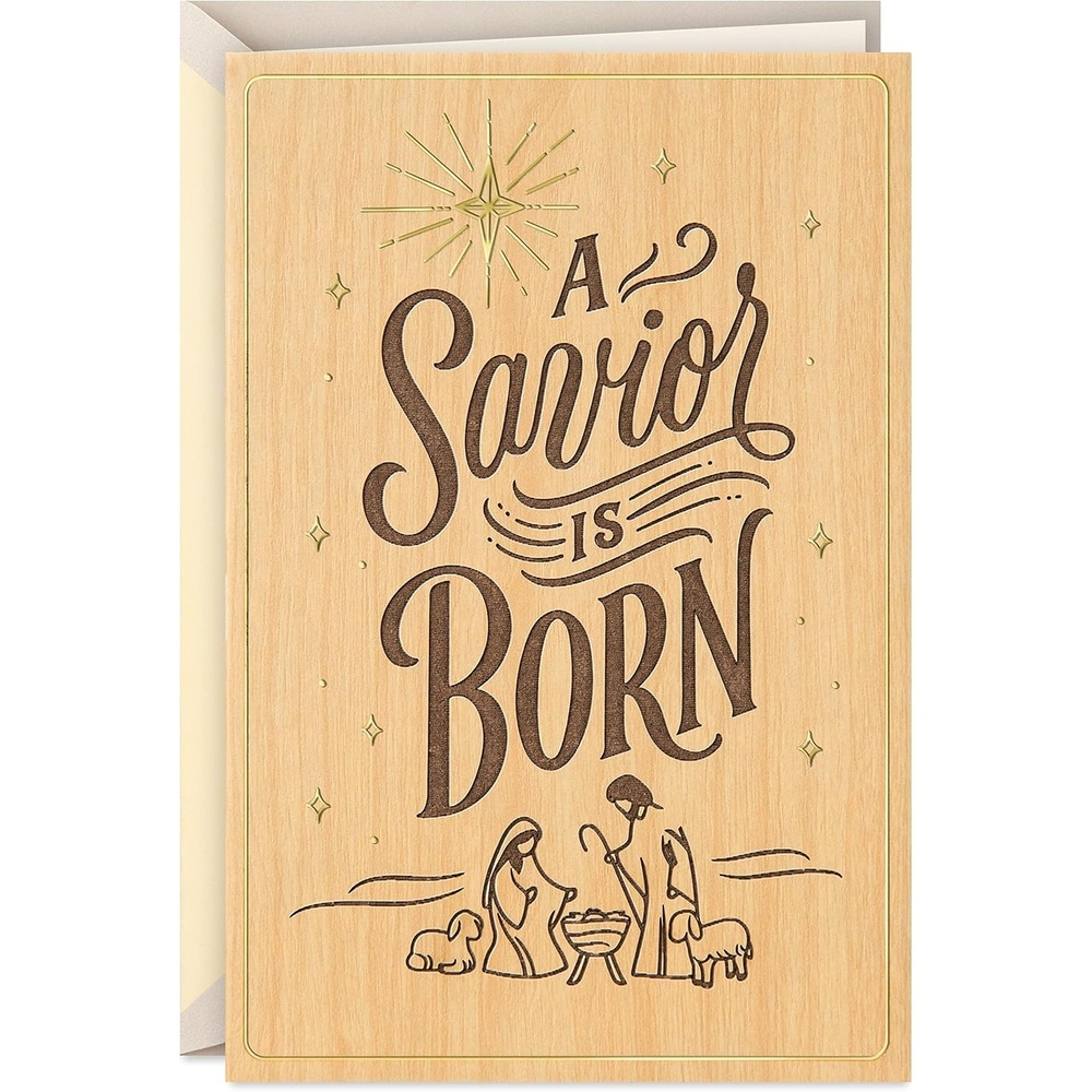 image:imageHallmark Signature Religious Wood Christmas Card A Savior is BornWooden Card  A Savior is Born