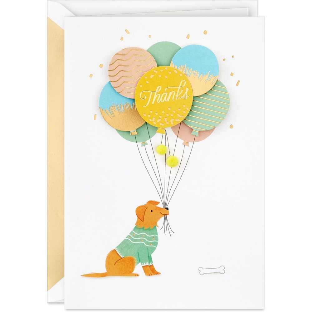 image:imageHallmark Signature Thank You Card Dog with Balloons for Nurses Day Admin Professional Day Teacher Appreciation and MoreDog with Balloons