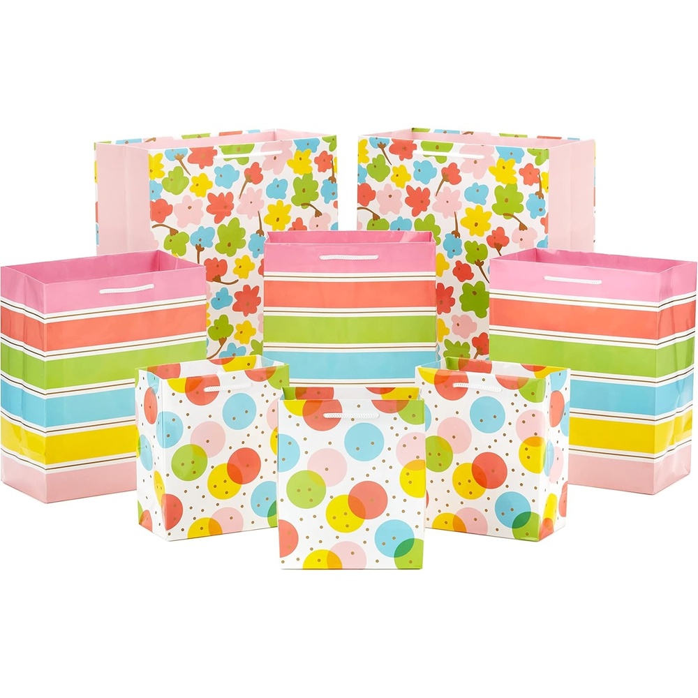 image:imageHallmark Spring Gift Bags in Assorted Sizes 8 Bags 4 Medium 9 4 Large 13 Florals Lemons Teal Pink and Yellow for Easter Birthdays Mothers Day Bridal ShowersEaster