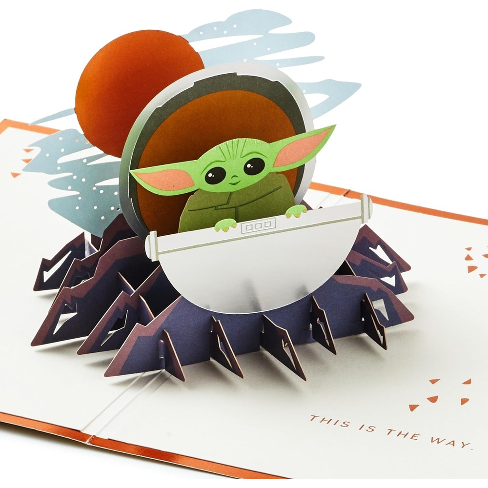 image:imageHallmark Star Wars Fathers Day Pop Up Card 3D Millennium Falcon May the 4th for Dad Husband Son Star Wars Fan Birthday Card for HimPop Up  Baby Yoda