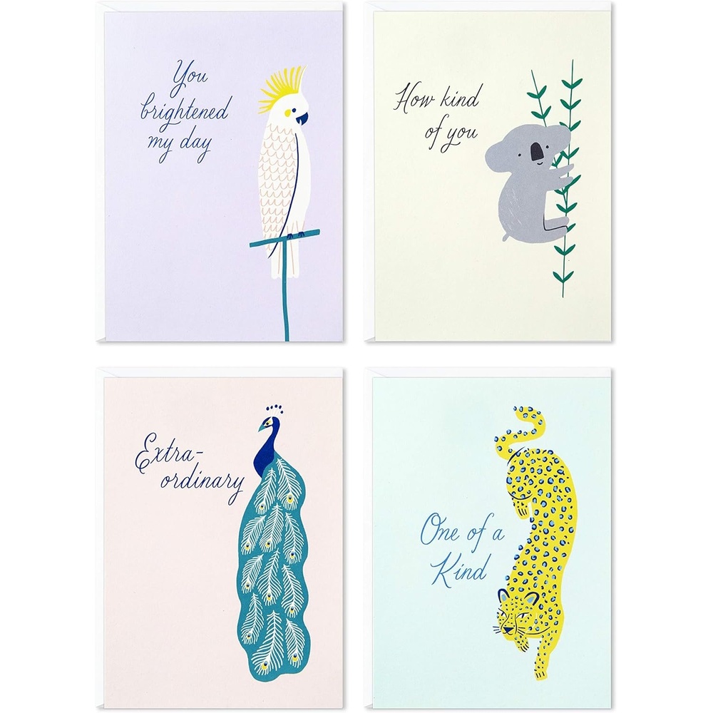 image:imageHallmark Thank You Cards Assortment Exotic Animals 48 Cards with Envelopes for Baby Showers Bridal Showers Weddings All Occasion Koala Peacock 5STZ5117Animal