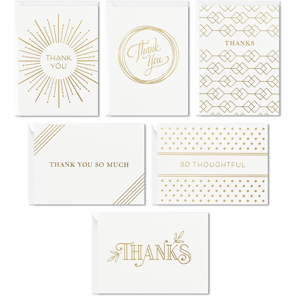 image:imageHallmark Thank You Cards Assortment Gold Foil 120 Thank You Notes with Envelopes for Wedding Bridal Shower Baby Shower Business Graduation