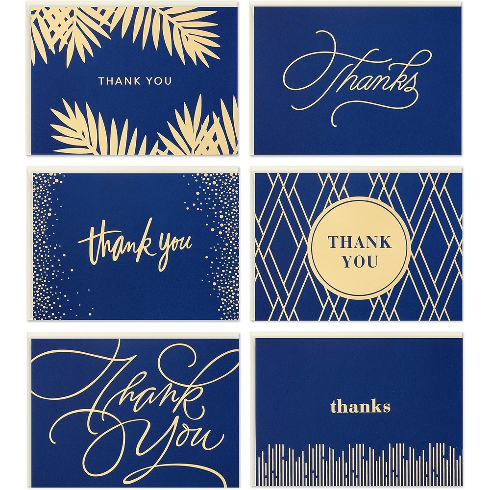 image:imageHallmark Thank You Cards Assortment Gold and Navy 120 Thank You Notes with Envelopes for Wedding Bridal Shower Baby Shower Business GraduationGold and Navy