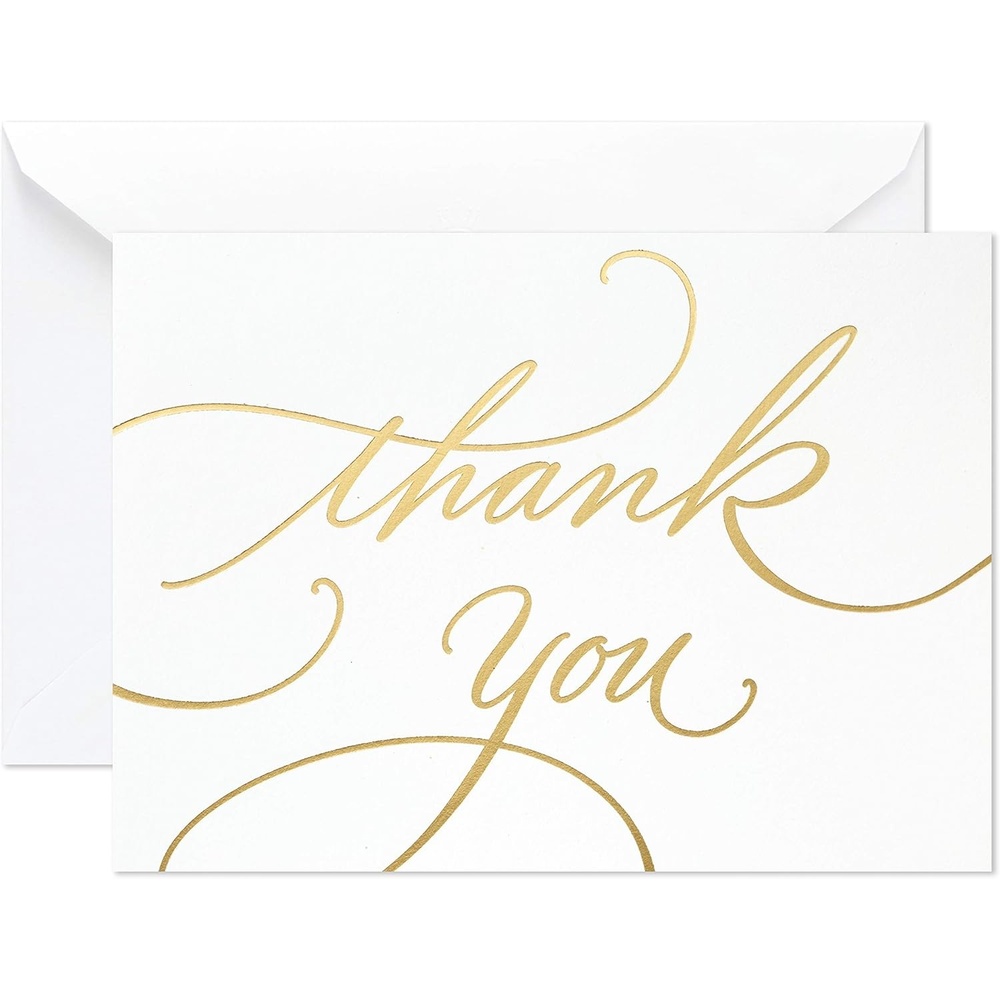 image:imageHallmark Thank You Cards Gold Foil Script 100 Thank You Notes with Envelopes for Wedding Baby Shower Bridal Shower Graduation52 x 375 inch