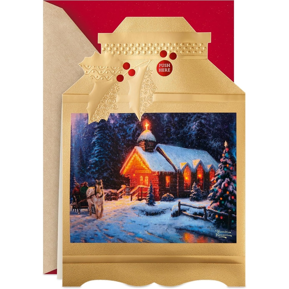 image:imageHallmark Thomas Kinkade Musical Christmas Card With Light Lantern O Holy Night
