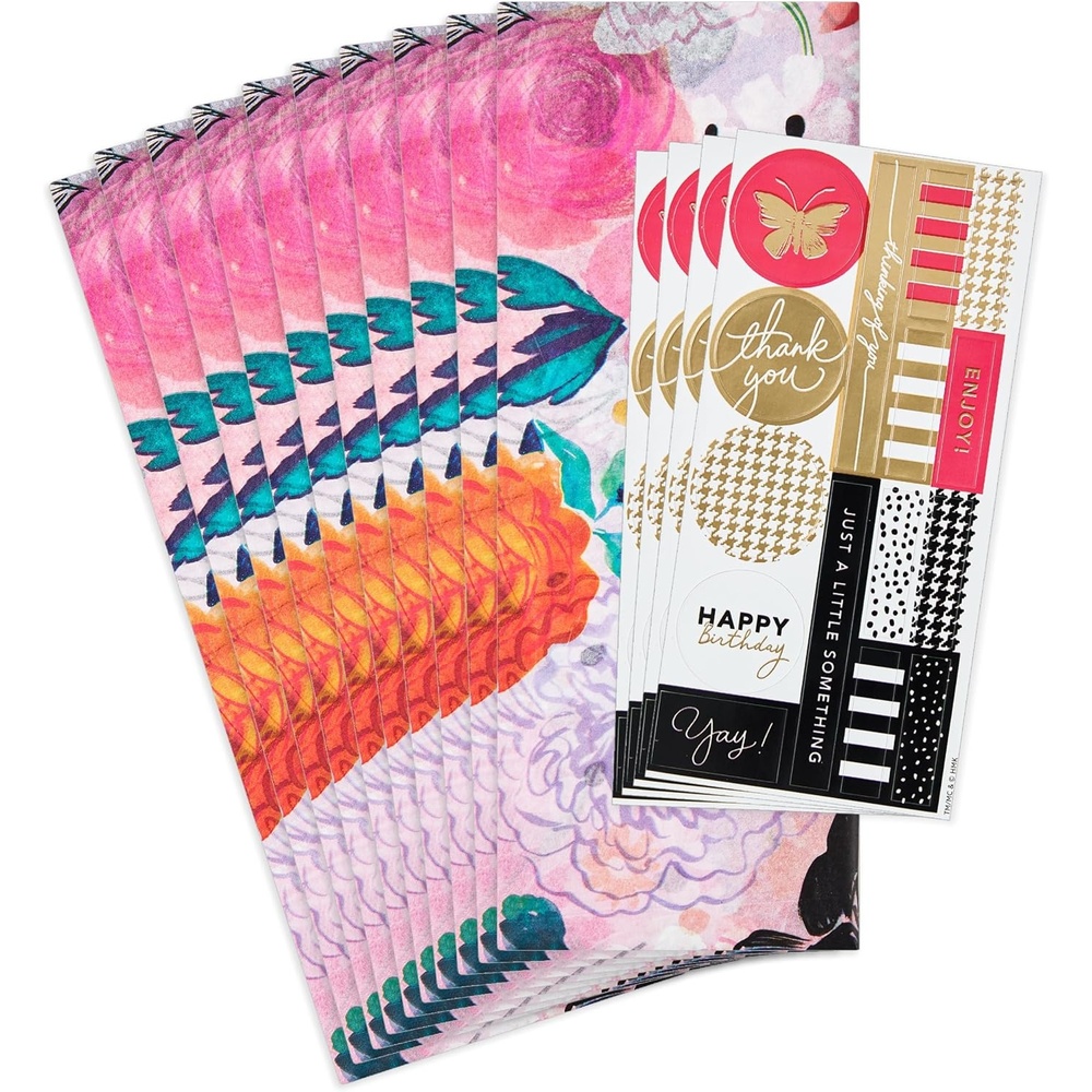 image:imageHallmark Tissue Paper with Stickers 10 Sheets of Tissue 4 Sheets of Stickers for Valentines Day Birthdays Winter CelebrationsFloral