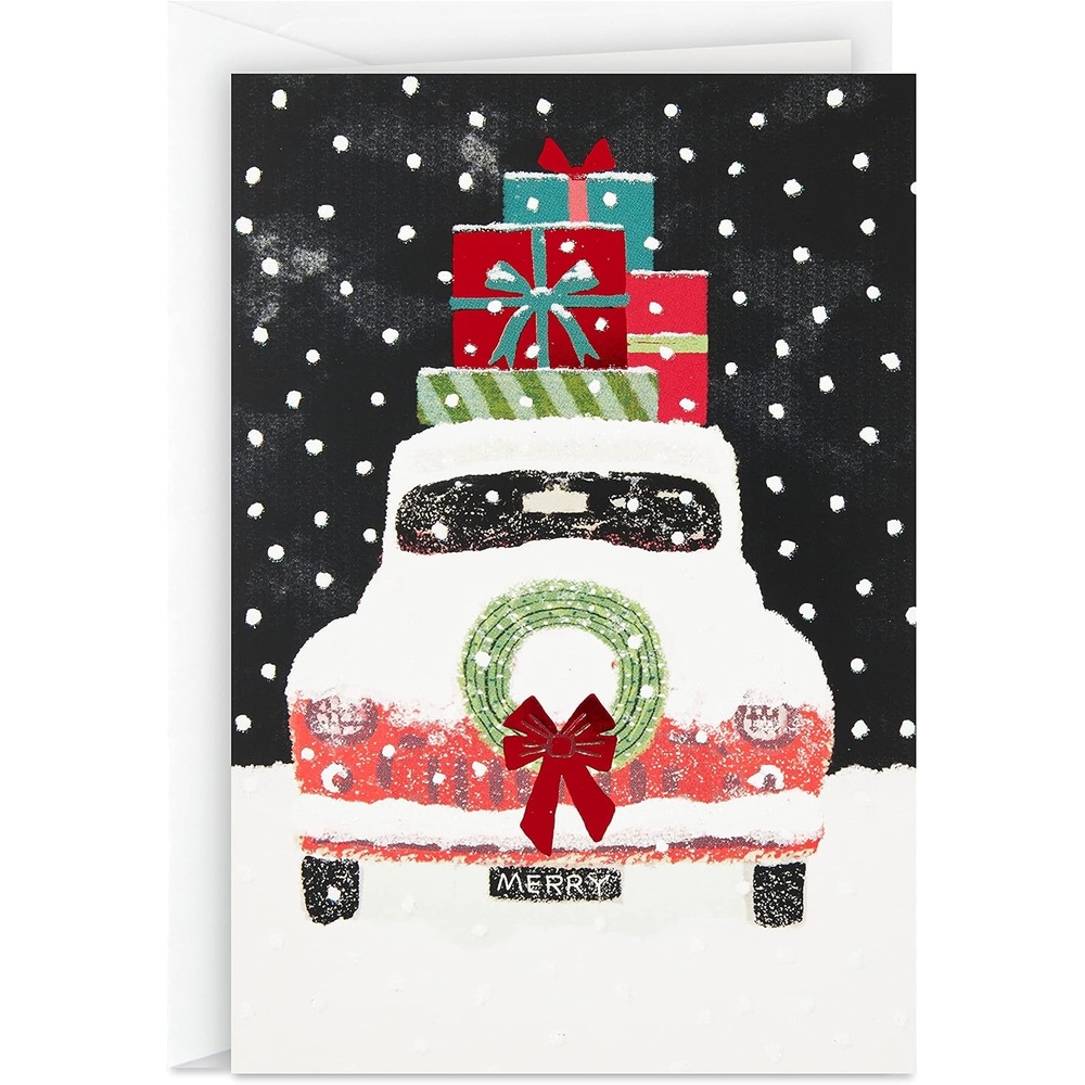image:imageHallmark UNICEF Boxed Christmas Cards Folk Art Fox 12 Cards and 13 EnvelopesSnowy Truck with Gifts Holiday Cards