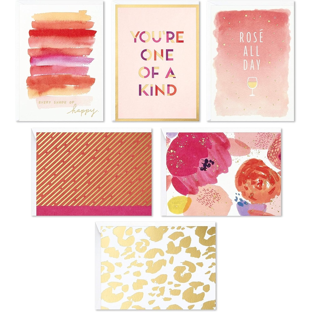image:imageHallmark Valentines Day Cards for Kids Hearts amp Rainbows 24 Blank Cards with Envelopes for Birthdays Back to School Any OccasionPink and Gold