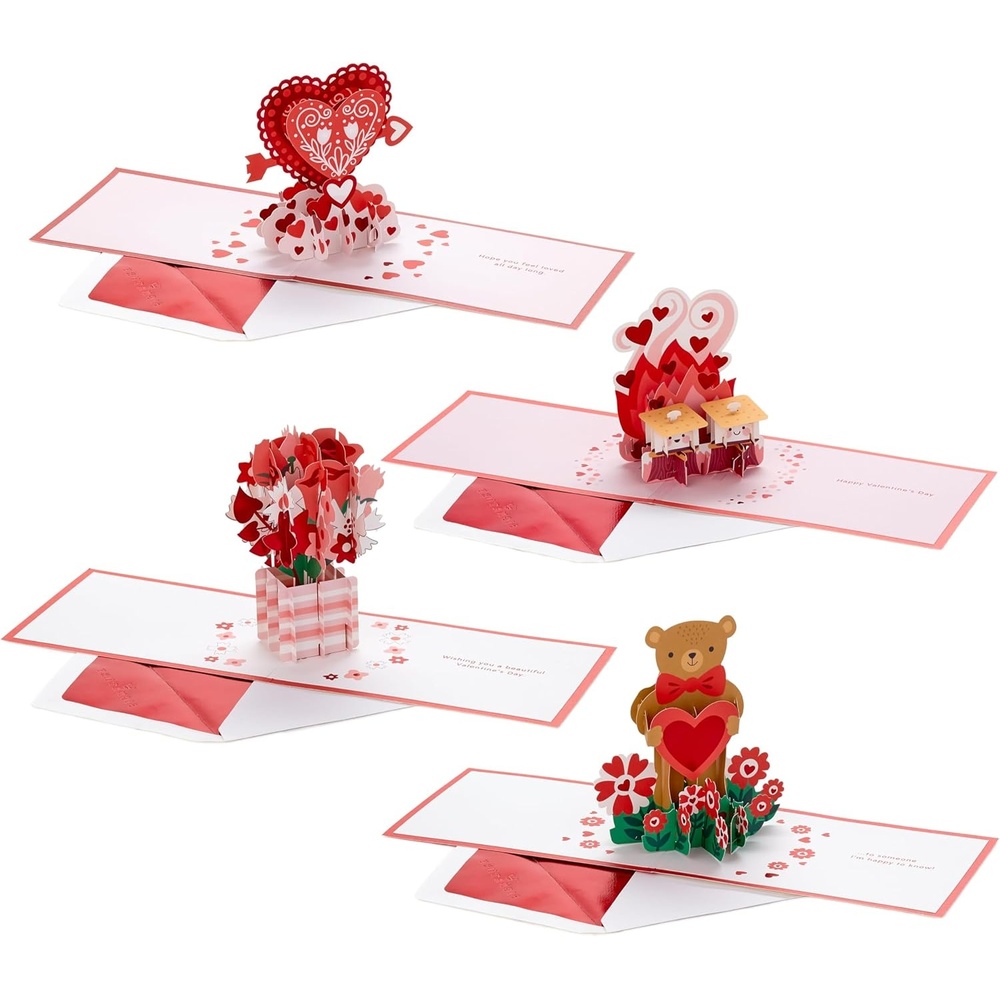 image:imageHallmark Valentines Day Pop Up Card Assortment 4 Cards with Envelopes Signature Paper Wonder 3D Cards