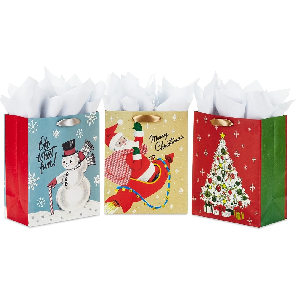 image:imageHallmark Vintage Christmas Gift Bag Bundle with Tissue Paper1 count Pack of 3
