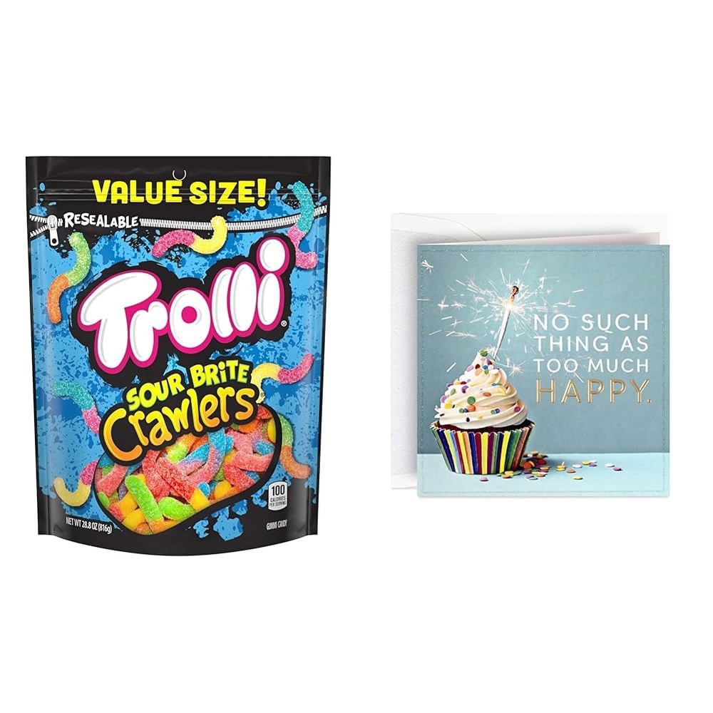 image:imageTrolli Sour Brite Crawlers Gummy Worms Candy amp Hallmark Birthday Card Gift Bundle