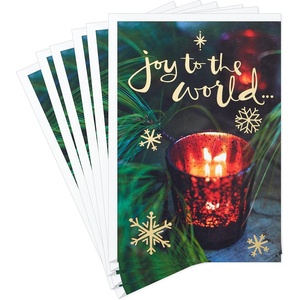 DaySpring Religious Christmas Cards, God Bless You (6 Cards with Envelopes)(Joy to the World)