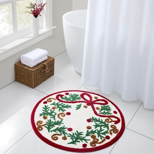 Hallmark – Holiday Bath Rug, Round Christmas Rug, Soft Tufted Pile (Christmas Wreath, 30″ Round)(Christmas Wreath)