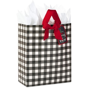 Hallmark 15″ Extra Large Christmas Gift Bag with Tissue Paper (Black Buffalo Plaid with Red Bow)(1 Count (Pack of 1))