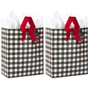 Hallmark 15″ Extra Large Christmas Gift Bag with Tissue Paper (Black Buffalo Plaid with Red Bow)(1 Count (Pack of 2))