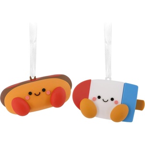 Hallmark Better Together Hot Dog and Freeze Pop Magnetic Christmas Ornaments, Shatterproof, Set of 2, Food Gifts