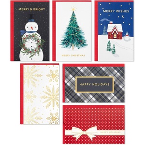 Hallmark Boxed Christmas Card Assortment (36 Mini Cards and Envelopes) Bottle Brush Trees, Ornaments, Snowflakes(Merry Wishes  Mini Blank Notes Assorment)