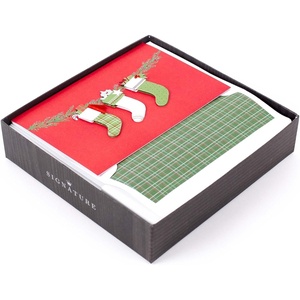 Hallmark Boxed Handmade Christmas Cards (12 Cards with Envelopes) Fireplace, Happy Home(Christmas Stockings)