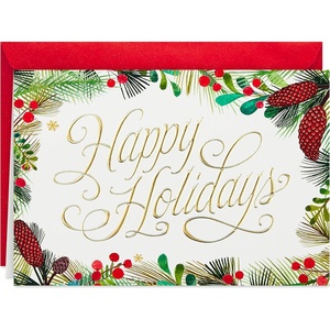Hallmark Boxed Holiday Cards, Festive Greenery (40 Cards and Envelopes)(40 Cards – Happy Holidays)