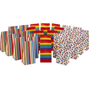 Hallmark Celebrate Rainbow Party Favor and Wrapped Treat Bags (30 Ct., 10 Each of Vertical Stripes, Horizontal Stripes, Dots) for Birthdays, Baby Showers, School Lunches, Care Packages, May Day(Vertical Stripes  Horizontal Stripes  Polka Dots)