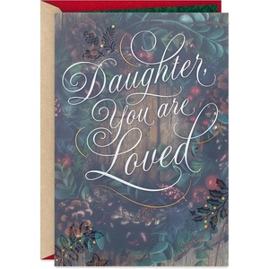 Hallmark Christmas Card for Daughter (You are Loved, Winter Wreath)(Daughter  Winter Wreath)