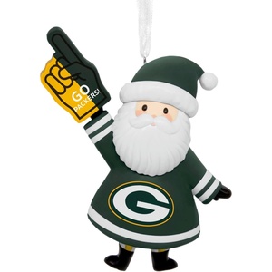 Hallmark Christmas Ornament, NFL Minnesota Vikings Santa Fan Ornament, Gifts for Sports Fans(Green Bay Packers Santa)