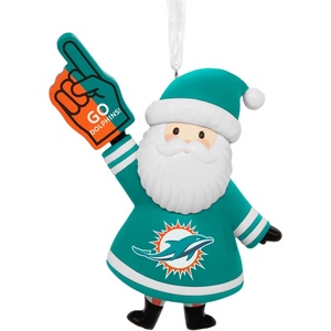 Hallmark Christmas Ornament, NFL Pittsburgh Steelers Santa Fan Ornament, Gifts for Sports Fans(Miami Dolphins Santa)