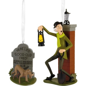 Hallmark Christmas Ornaments, Disney The Haunted Mansion Caretaker and Dog Ornaments, Set of 2, Gifts for Disney Fans