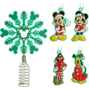 Hallmark Disney Tim Burton’s Nightmare Before Christmas 5″ Miniature Christmas Tree Topper and Mini Ornaments, Set of 5, Shatterproof(Minnie and Mickey Set)