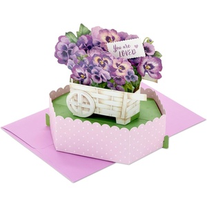 Hallmark Disney Valentines Day Card Pop Up Card (Mickey & Minnie) Signature Paper Wonder 3D Card for Husband, Wife, Boyfriend, Girlfriend(Cart of Pansies)