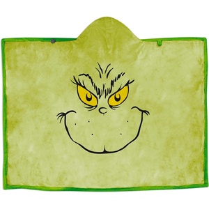Hallmark Dr. Seuss Grinch Face Hooded Blanket, 50″ x 70″, Gift for Fans, Collectors
