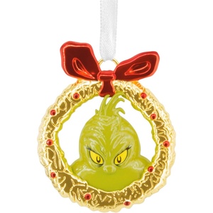 Hallmark Dr. Seuss’s How the Grinch Stole Christmas! Grinch in Wreath Christmas Ornament, Metal, Gifts for Dr. Seuss Fans