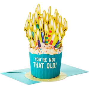 Hallmark Funny Pop Up Birthday Card (Grouchy Cat) Paper Wonder Shoebox 3D Card(Cupcake  “Not That Old”)