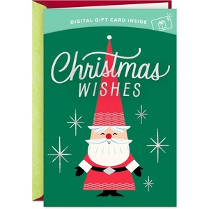 Hallmark Gift Card Greeting Christmas Card (Merry Mod Santa)(Christmas Wishes)